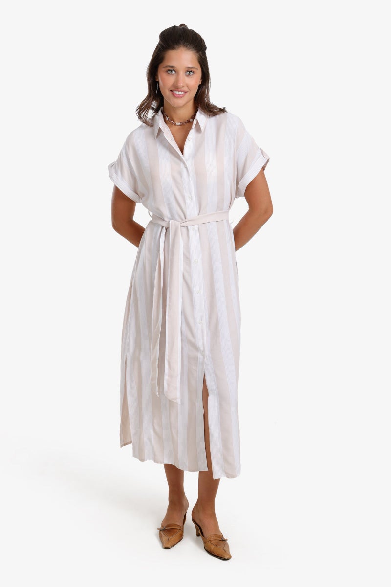 Clue Voile Striped Shirt Dress - Image 5
